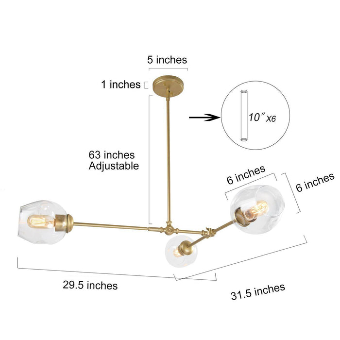 Labyta 3-Light Gold Chandelier