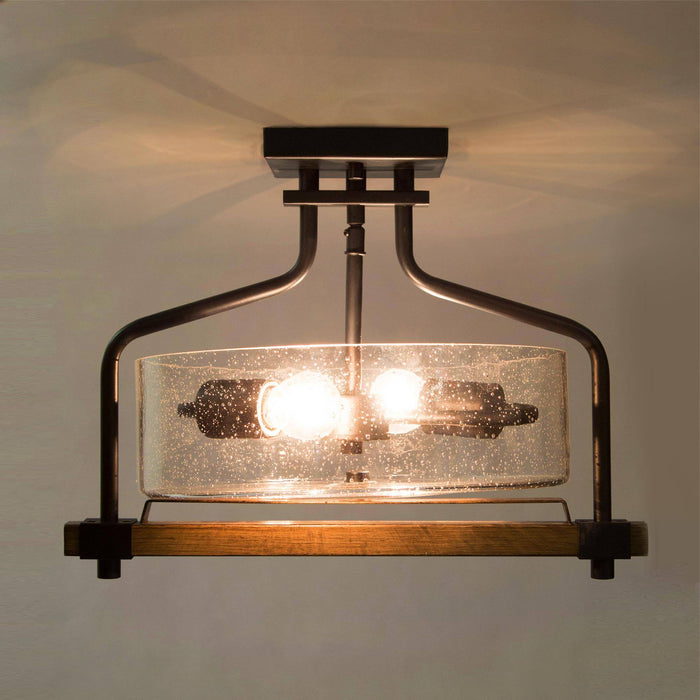 Geradea 2-Light Black Semi-Flush Mount Light
