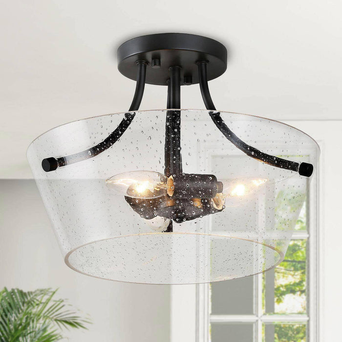 Leopold 3-Light Black Semi-Flush Mount Light
