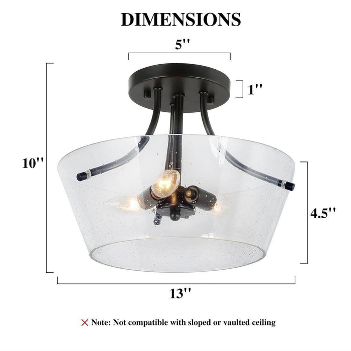 Leopold 3-Light Black Semi-Flush Mount Light