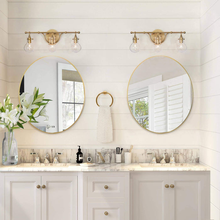 Phospa 3-Light Gold Glass Bathroom Vanity Light