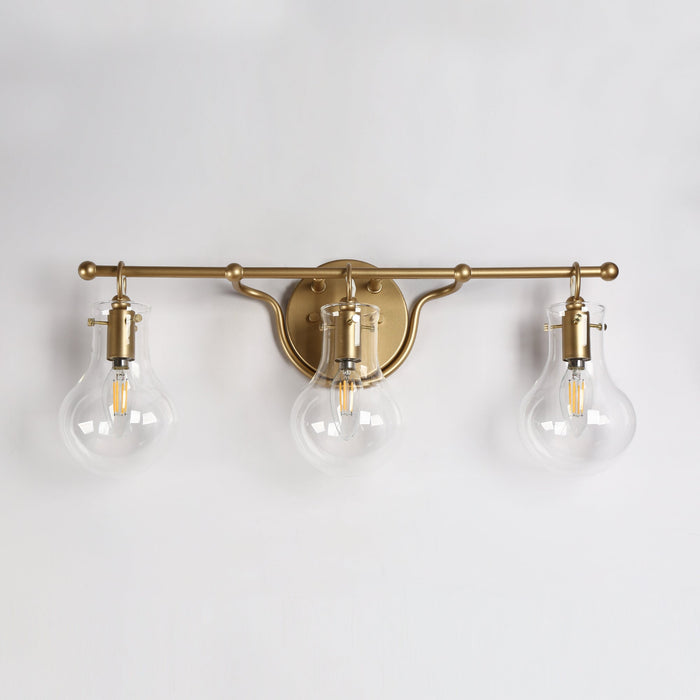 Phospa 3-Light Gold Clear Glass Vanity Lights