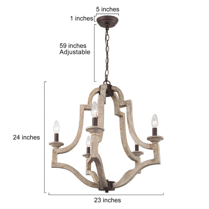 Norelle 5-Light Wood Chandelier