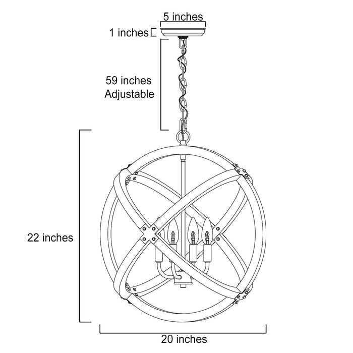 Calvire 4-Light Wood Chandelier
