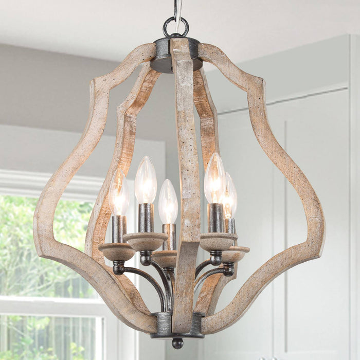 Suraynn 5-Light Wood Chandelier