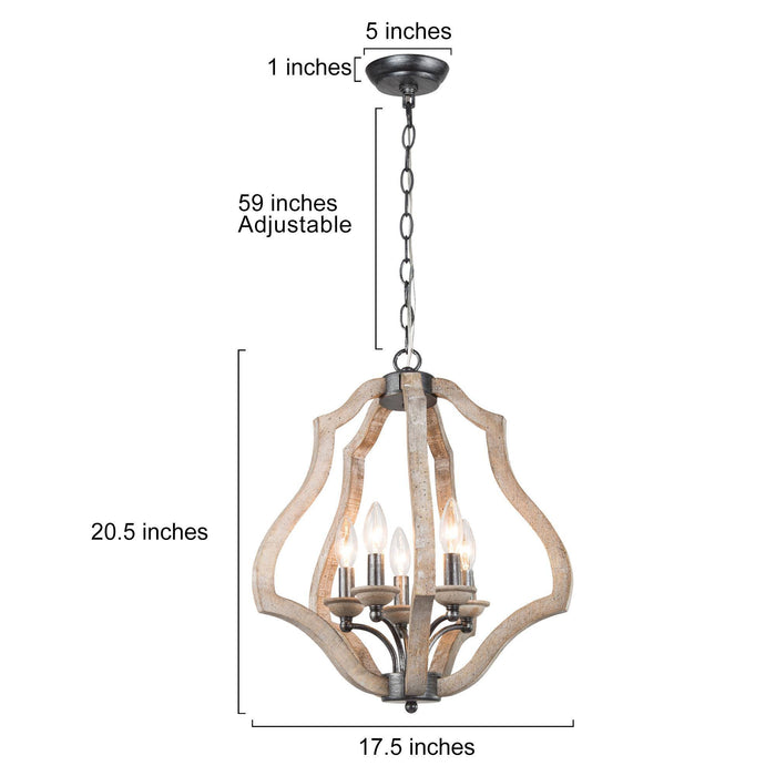 Suraynn 5-Light Wood Chandelier