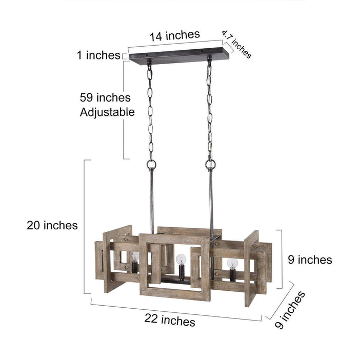 Tisvorn 3-Light Wood Chandelier