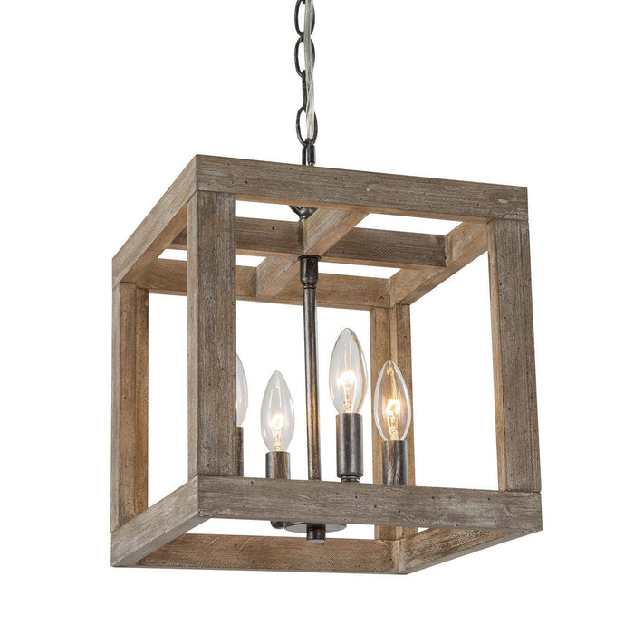 Heloise 4-Light Wood Square Chandelier