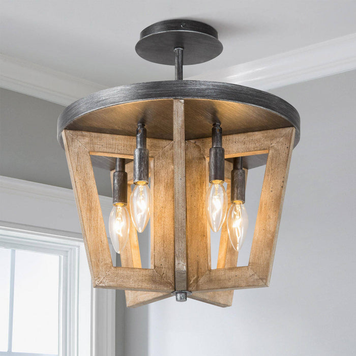 Tisvorn 5-Light Wood Geometric Chandelier