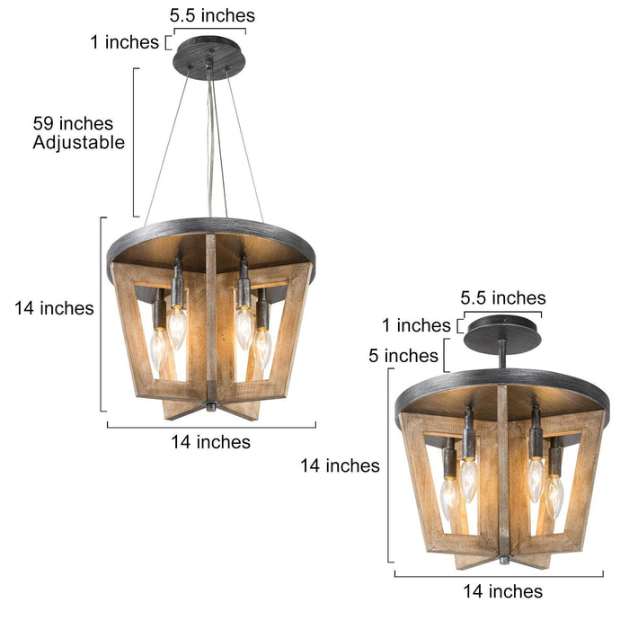 Tisvorn 5-Light Wood Geometric Chandelier