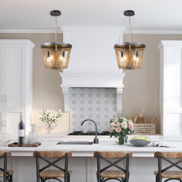 Tisvorn 5-Light Wood Geometric Chandelier