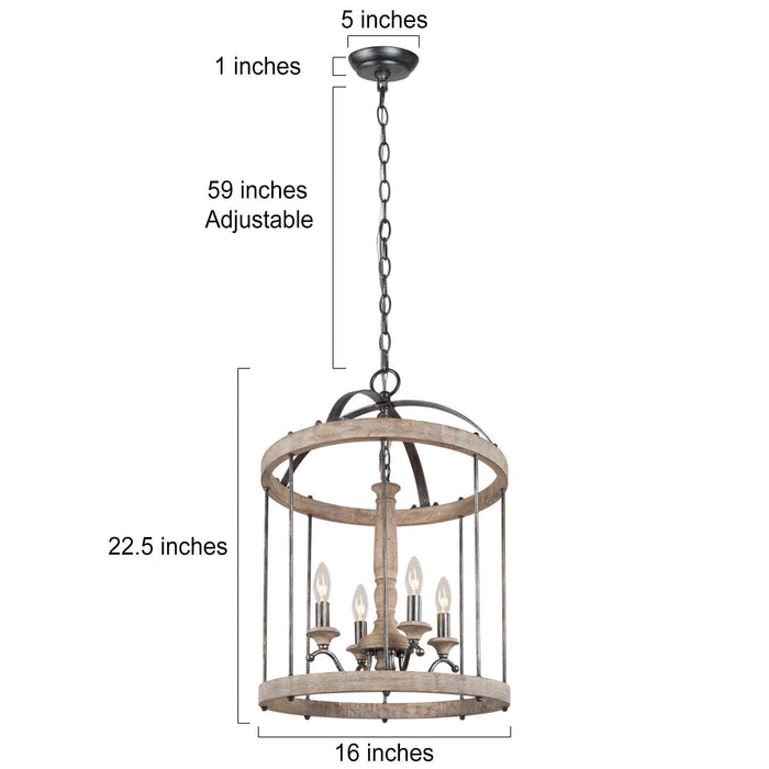 Veylen 4-Light Wood Chandelier