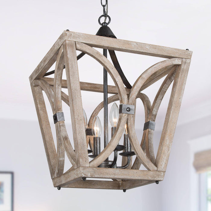 Qirneta 4-Light Wood Chandelier