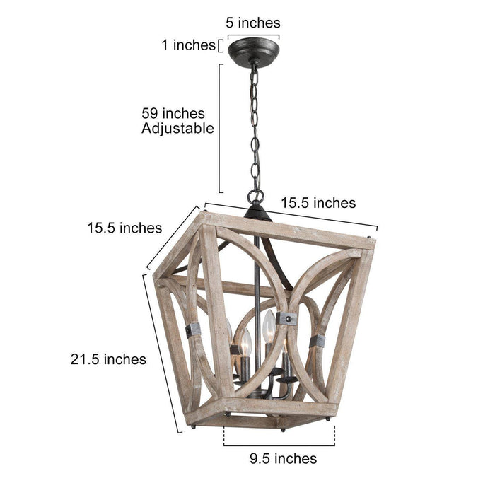 Qirneta 4-Light Wood Chandelier