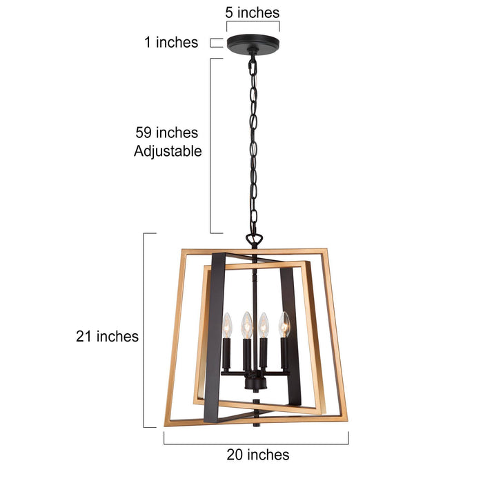 Lorlyn 4-Light Black and Gold Chandelier