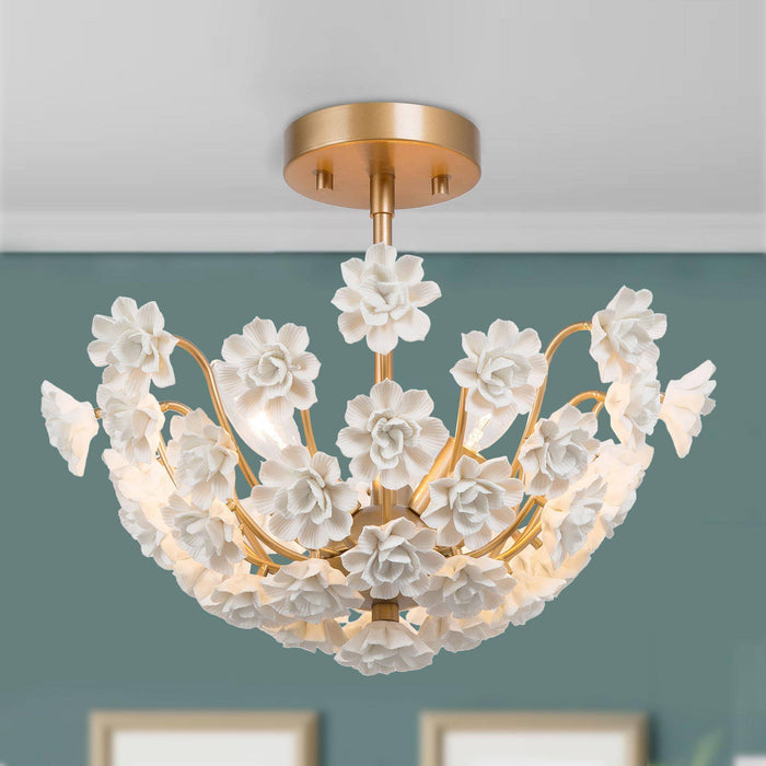 Arilen 3-Light Gold Semi-Flush Mount Light