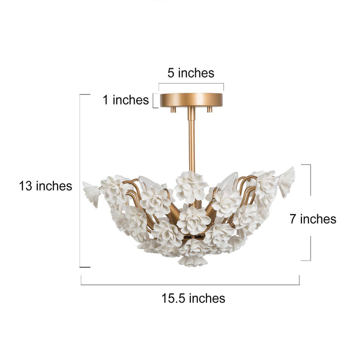 Arilen 3-Light Gold Semi-Flush Mount Light
