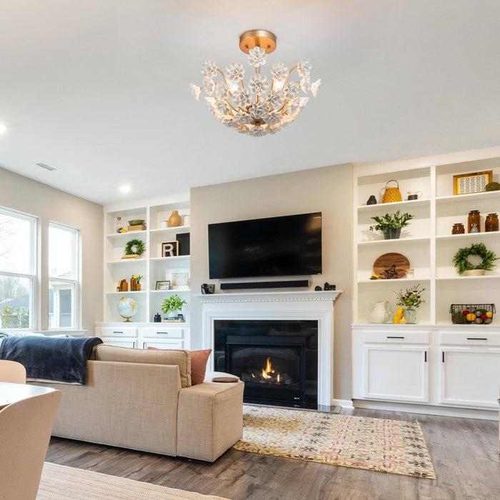 Arilen 3-Light Gold Semi-Flush Mount Light