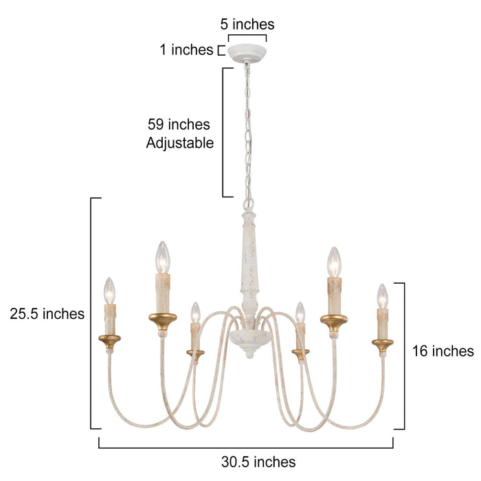 Ravine 6-Light White Chandelier