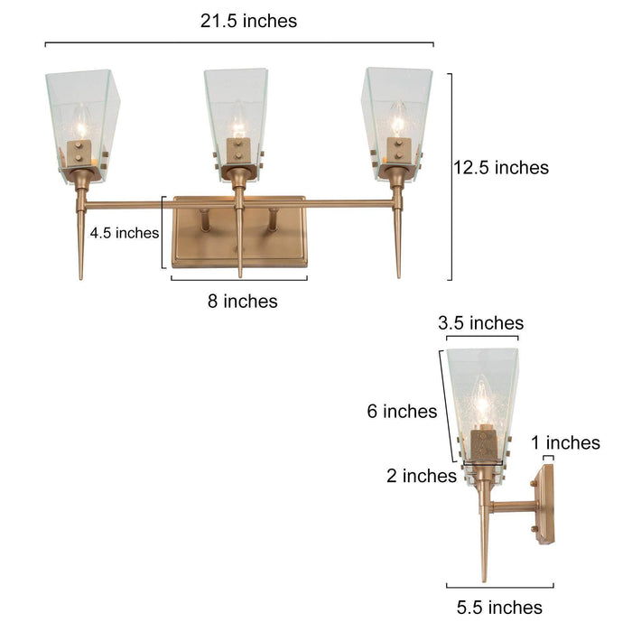 Dendora 3-Light Gold Bathroom Vanity Light