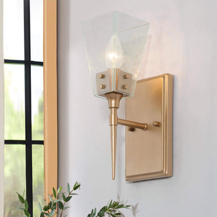 Dendora 1-Light Seeded Glass Gold Wall Sconce