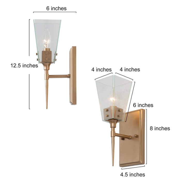 Dendora 1-Light Seeded Glass Gold Wall Sconce