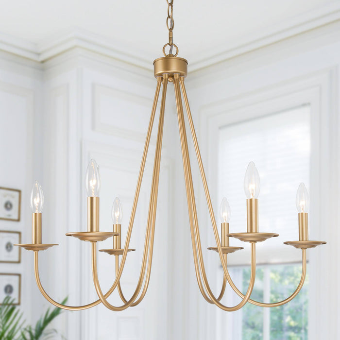 Sylvora 6-Light Gold Metal Chandelier