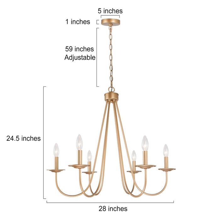 Sylvora 6-Light Gold Metal Chandelier