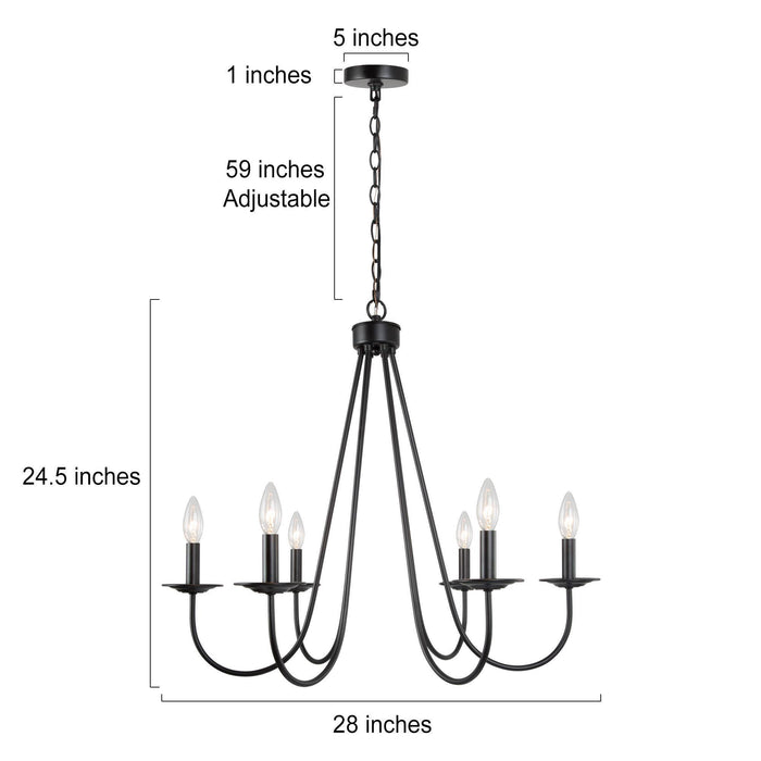 Sylvora 6-Light Black Chandeliers