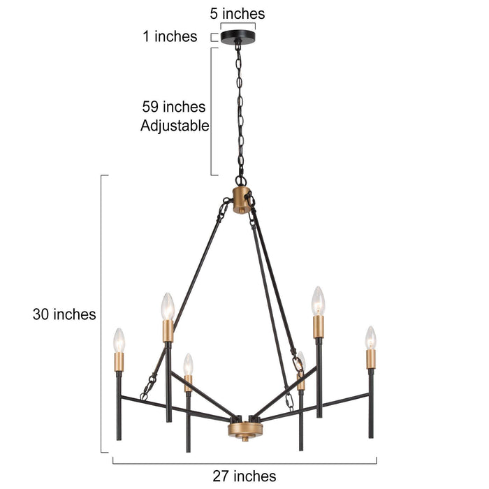 Xavira 6-Light Black and Gold Chandelier