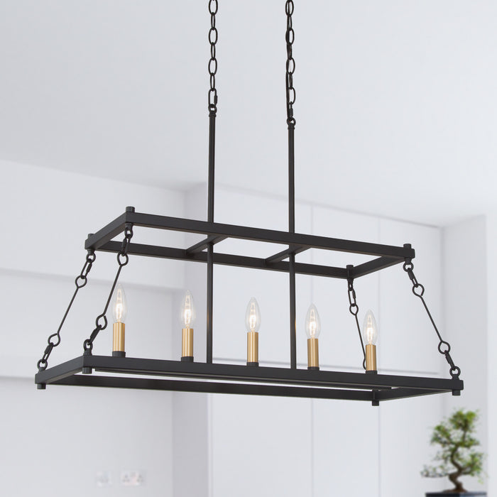 Celora 5-Light Black and Gold Island Light