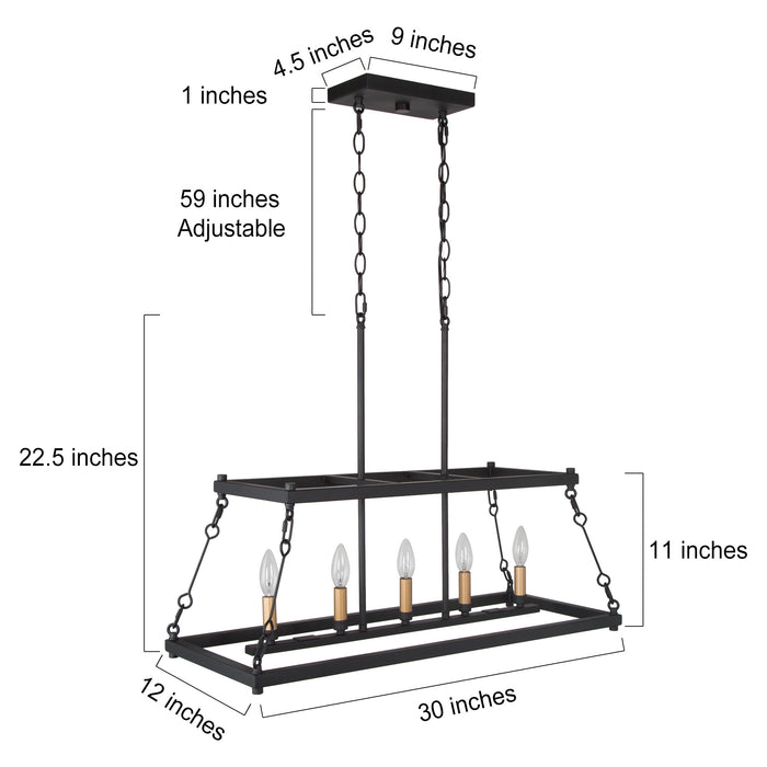 Celora 5-Light Black and Gold Island Light