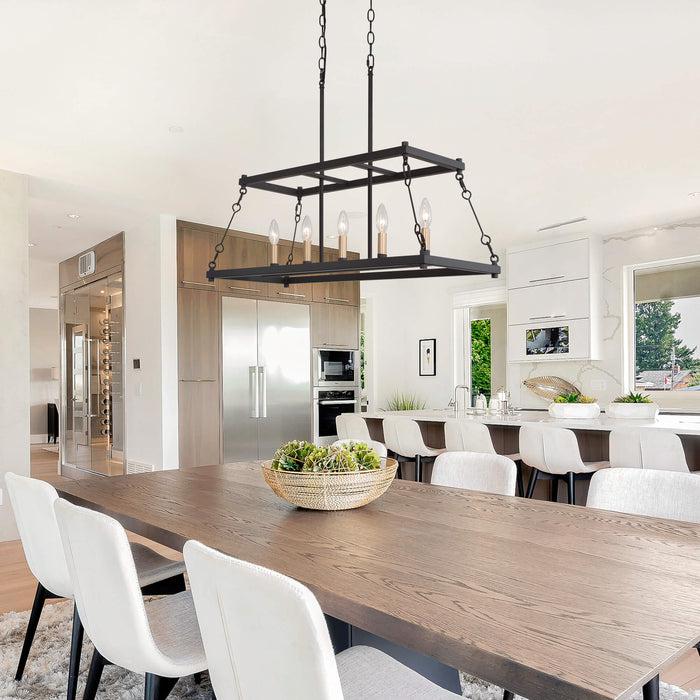 Celora 5-Light Black and Gold Island Light