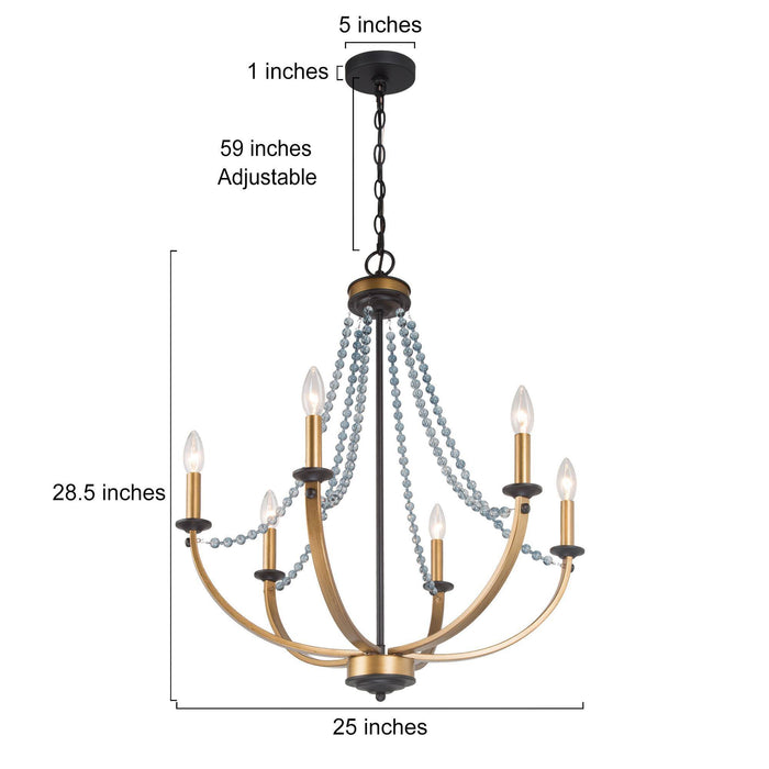 Meliris 6-Light Black and Gold Chandelier