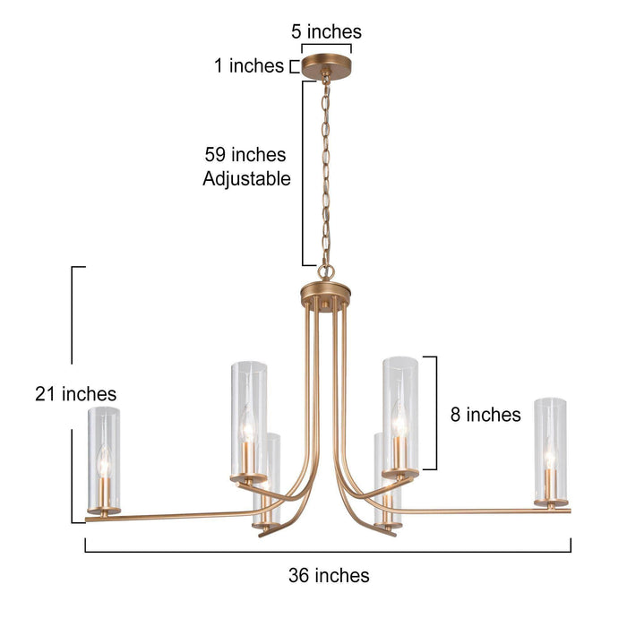Veocrae 6-Light Gold Chandelier