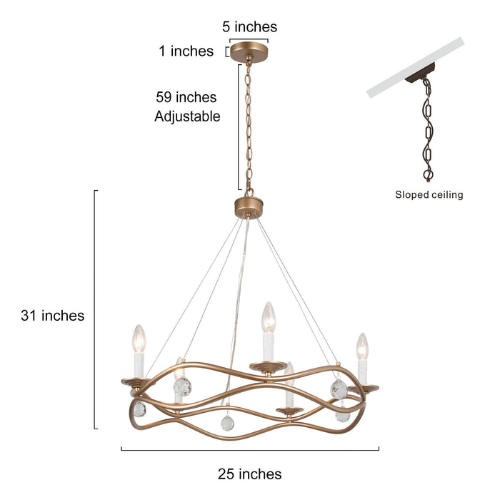 Ajolote 5-Light Gold Chandelier