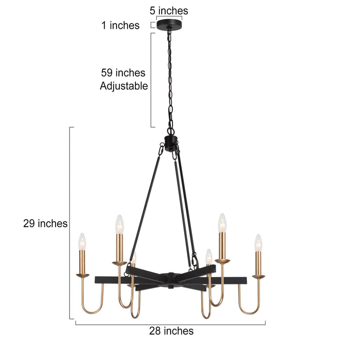 Deborah 6-Light Black and Gold Chandelier