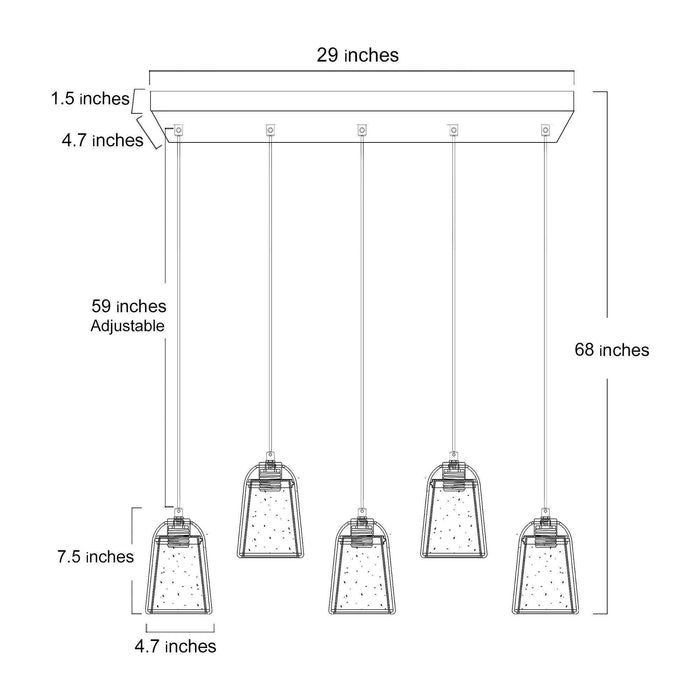 Myrene 5-Light Rust Island Lights