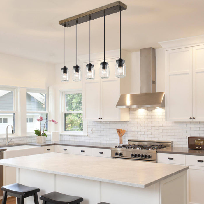 Squash 5-Light 29-in Black Farmhouse Cluster Kitchen Island Light