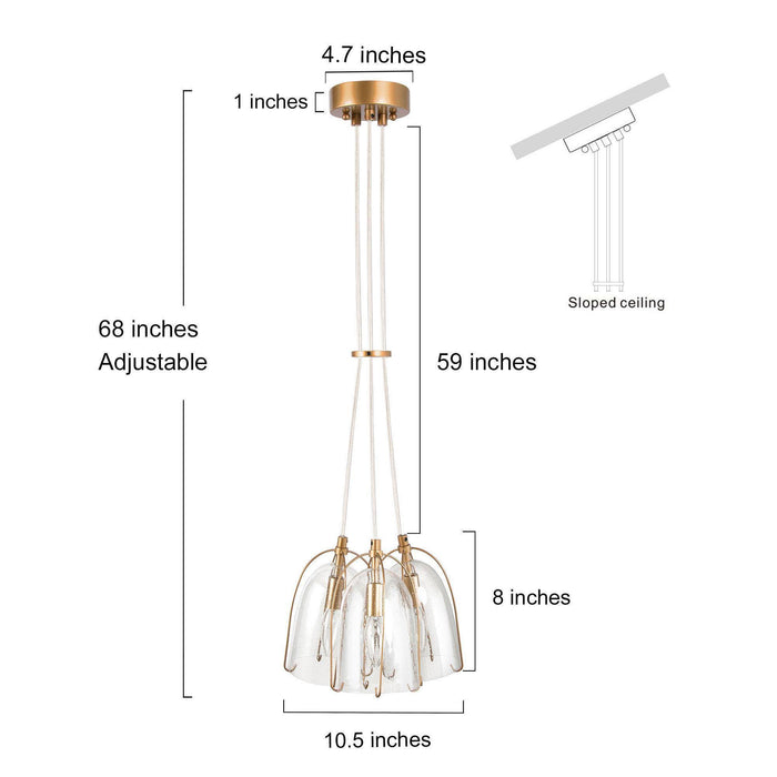 Etrichy 3-Light Gold Chandelier