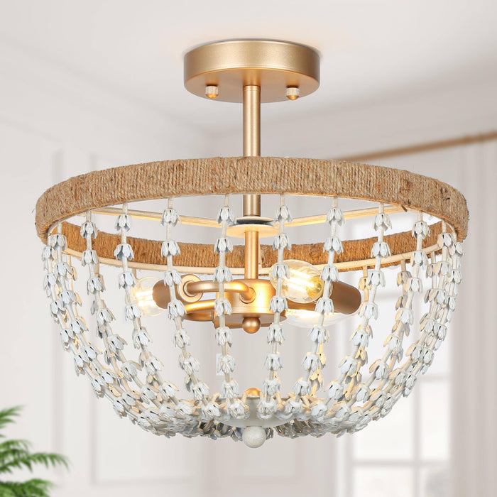 Vernica 3-Light Gold Semi-Flush Mount Light