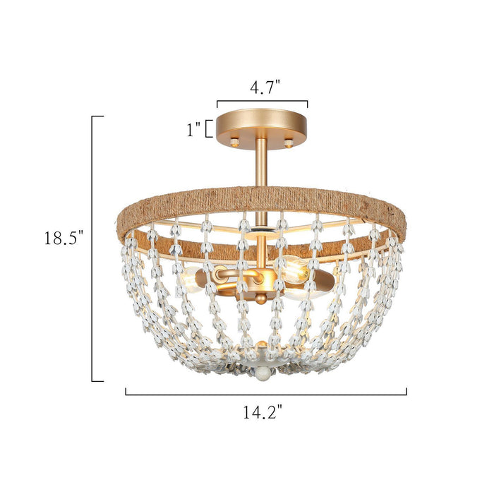 Vernica 3-Light Gold Semi-Flush Mount Light