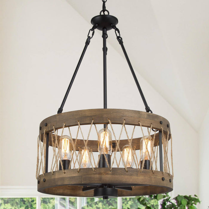 Eriogo 5-Light Wood Chandelier