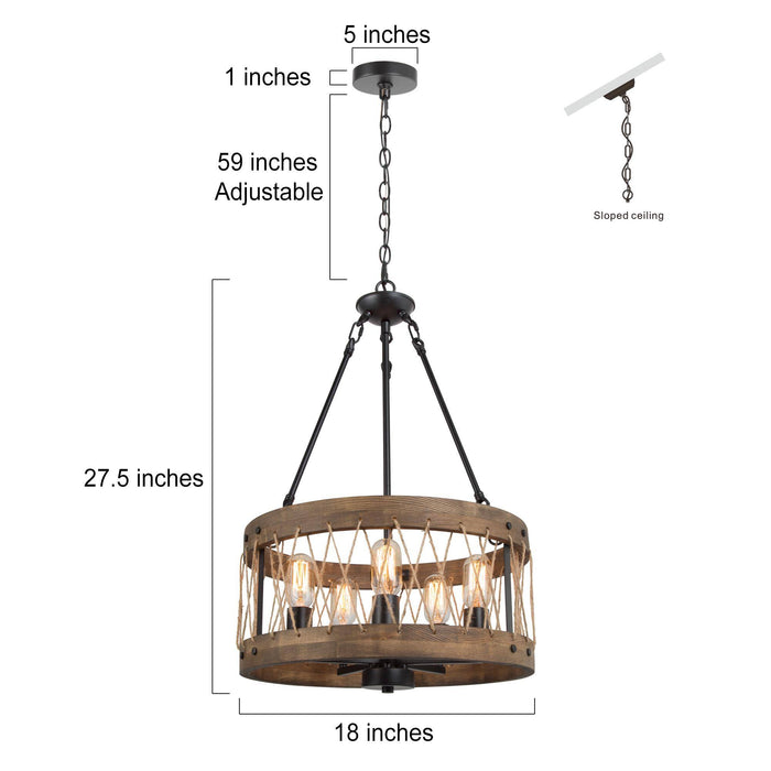 Eriogo 5-Light Wood Chandelier