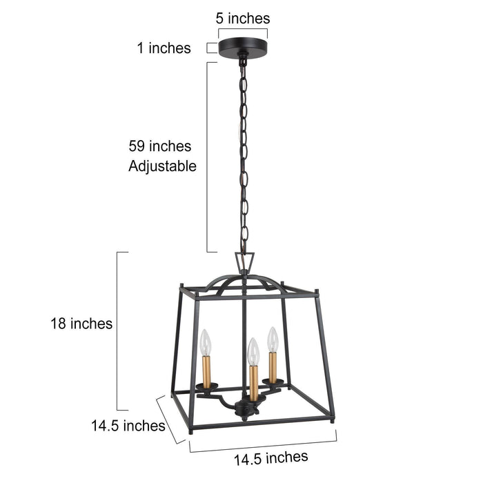 Modany 3-Light Black and Gold Chandelier