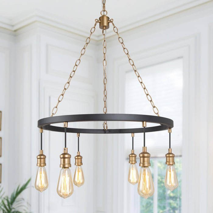Alakepa 6-Light Black and Gold Chandelier