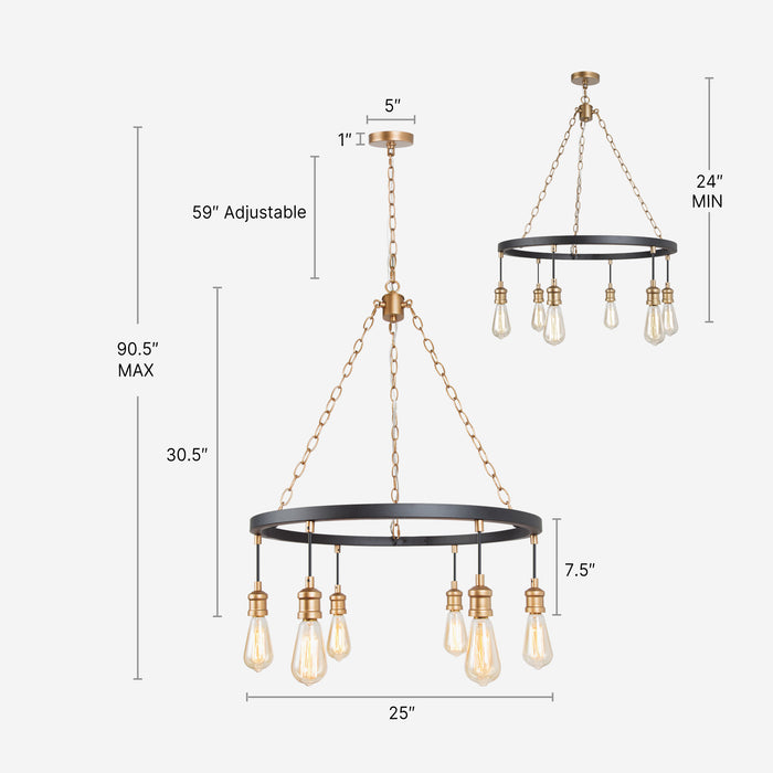 Alakepa 6-Light Black and Gold Chandelier