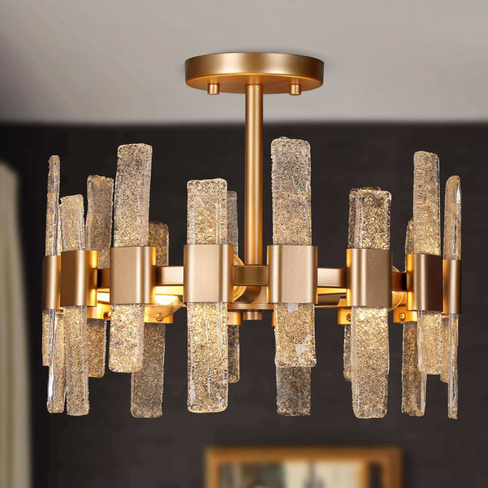 Breslyn 3-Light Gold Semi-Flush Mount Lights