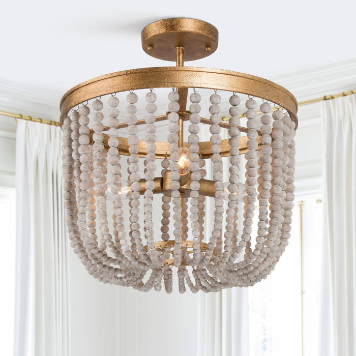 Lanstin 4-Light Gold Semi-Flush Mount Light