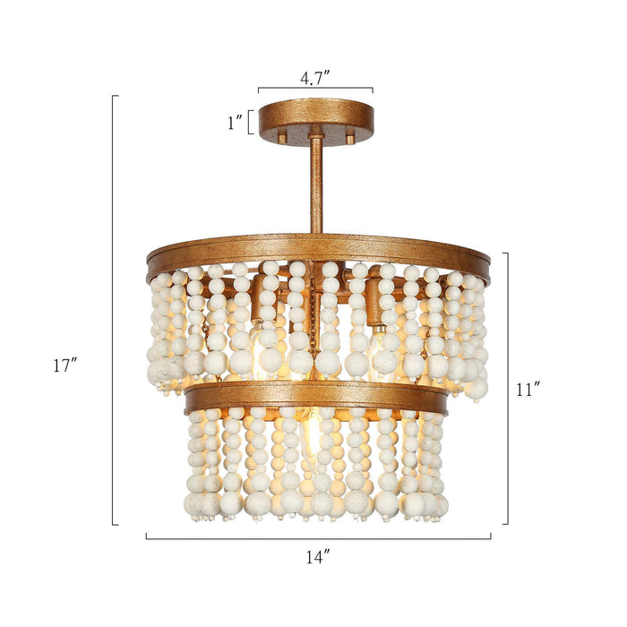 Rutilar 4-Light Gold Semi-Flush Mount Light